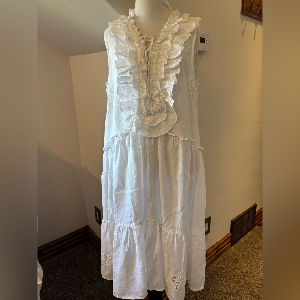 Gorsuch White Ruffled Midi Dress